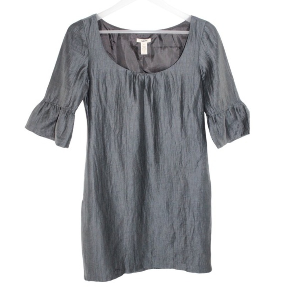 J.Crew Shift Dress Ruffle‎ Sleeve Linen Blend 0P Charcoal Grey